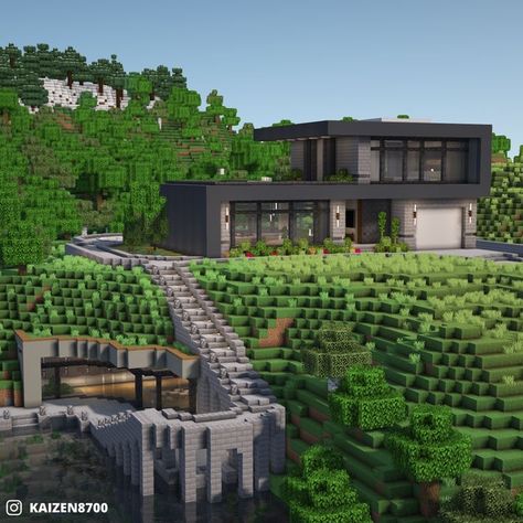 Modern Builds Minecraft, Minecraft Modern Building Ideas, Minecraft Modern Ideas, Minecraft Houses Modern Mansion, Minecraft Modern Building, Ideas Para Casas En Minecraft, Minecraft Building Ideas Modern, Modern Mansion Minecraft, Mincraft Idea Houses Modern