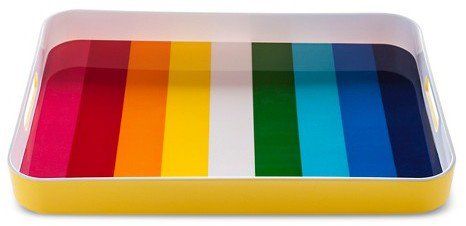 Pin for Later: The Rainbow Decor Trend Is Surprisingly Adorable  Melamine Rectangle Serving Tray ($13) Rectangle Serving Tray, Rainbow Kitchen, Galvanized Tray, Melamine Tray, Square Tray, Serving Table, Rainbow Decorations, Summer Entertaining, Hotel Restaurant