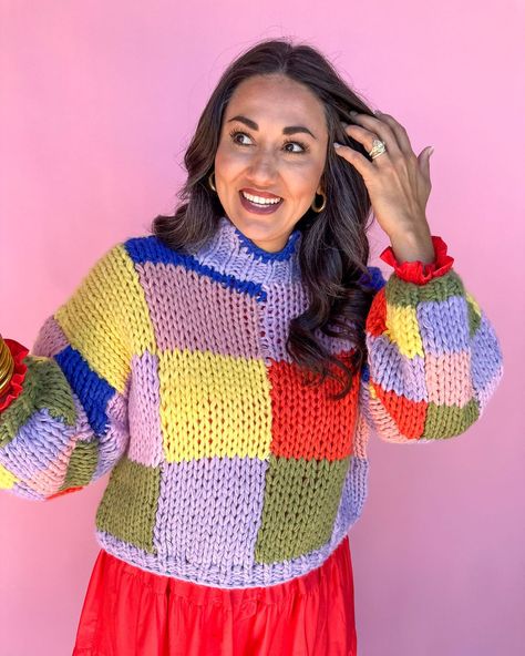 It’s officially “sweaters layered over dresses” season!🙌🏼🤩✨ Talk about a FALL duo by @shopkarlie! Colorblock Crochet, Sales Office, Sweater Layering, Chunky Knit Sweater, Sweater Dresses, Tiered Midi Dress, Denim Accessories, Capri Blue, Red Midi Dress