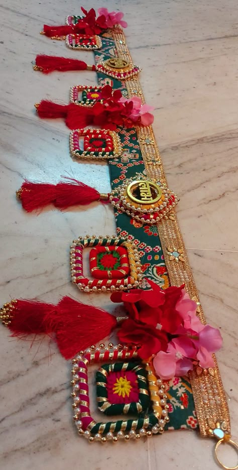 9836991679 Bandarwal Designs Handmade, Hanging Decorations Diy, Door Toran, Diya Decoration Ideas, Handmade Decorative Items, Thali Decoration Ideas, Door Hanging Decorations, Diwali Decoration Items, Diwali Decorations At Home