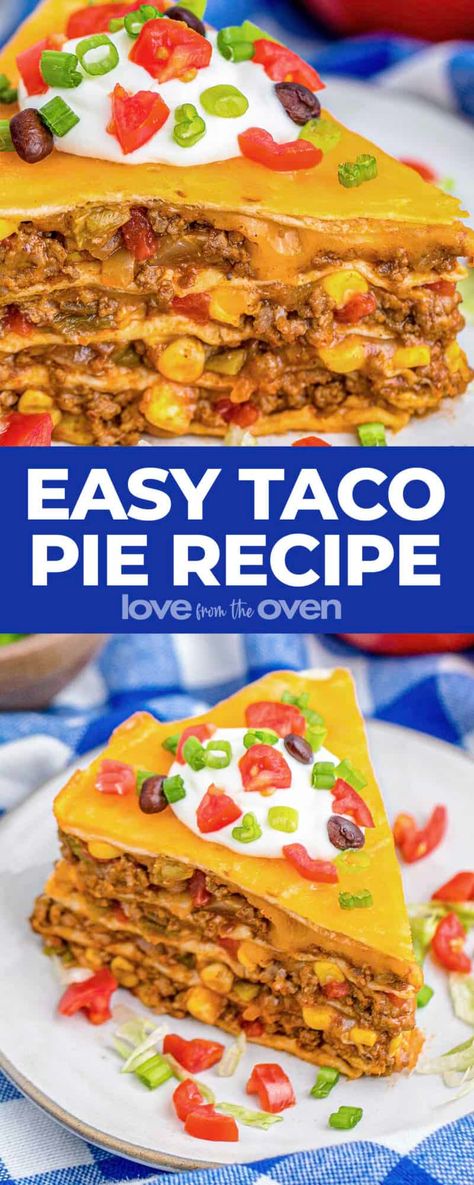 Taco Bake Recipes Easy, Mexican Taco Bake, Taco Pie With Biscuits, Taco Pot Pie Recipe, Pillsbury Taco Pie, Taco Pie Casserole, Mexican Pie Casserole, Enchiladas Pie Recipe, Taco Pie Recipes With Tortilla