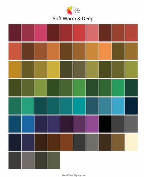 Soft Warm Deep Color Palette, Twilight Autumn, Deep Autumn Palette, Soft Autumn Deep, Autumn Deep, Autumn Color Palette Fashion, Deep Autumn Color Palette, Colour Season, Soft Autumn Color Palette