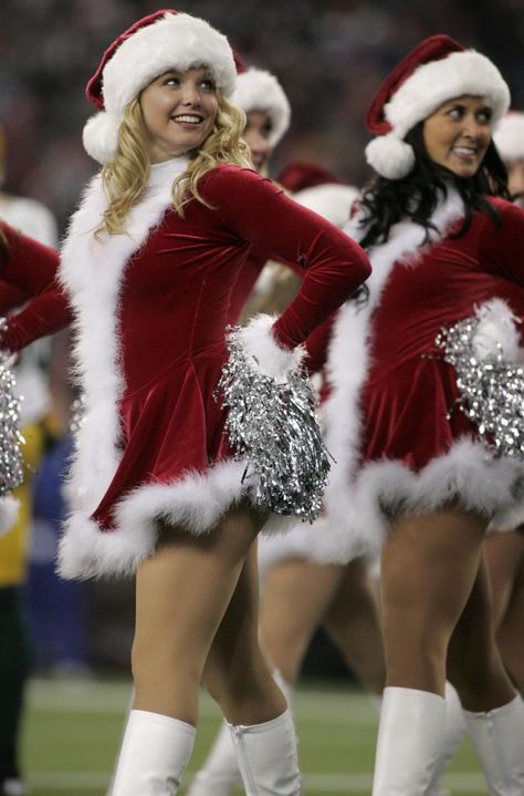 Christmas Cheerleading, Cheer Practice Outfits, Christmas Uniforms, New England Patriots Cheerleaders, Patriots Cheerleaders, Dance Uniforms, Cheer Practice, Nfl Apparel, Christmas Scenery