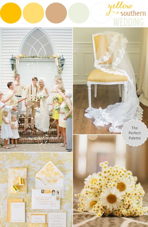 Sunny Southern Wedding: http://www.theperfectpalette.com/2014/05/sunny-southern-wedding-yellow-styling.html Yellow Wedding Styling Ideas Yellow Wedding Venue Decorations, Yellow And Cream Wedding, Pastel Yellow Wedding Theme, Bridesmaid Dresses Yellow, Yellow Wedding Ideas, Mini Daisies, Yellow Weddings, Yellow Wedding Inspiration, Yellow Wedding Theme