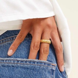 31 Sweatproof Jewelry Pieces You’ll Wear All the Time: OXB, Mejuri, Hey Harper, and More | SELF Mejuri Jewelry, Rib Ring, Slim Ring, French Dessert, Bold Rings, Gold Jewelry Earrings, Yellow Gold Jewelry, Handcrafted Rings, Yellow Gold Earring