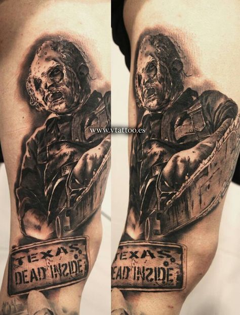 Texas Chainsaw Massacre tattoo Texas Chainsaw Mascara Tattoo, Texas Chainsaw Tattoo, Leatherface Tattoo, Chainsaw Tattoo, Horror Tattoos, Zombie Tattoos, Gorilla Tattoo, Evil Tattoos, Tattoos Inspiration