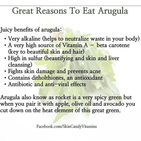 Arugula Arugula Benefits, Small Vegetable Gardens, Food Health Benefits, Plant Based Whole Foods, Sources Of Vitamin A, Nourishing Foods, Alkaline Diet, Healing Food, Dressing Recipe