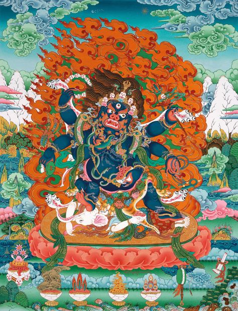 Six Armed Mahakala Mahakala Art, Art Buddha, Tibetan Meditation, Dharamsala, Tibetan Thanka, Shakyamuni Buddha, Ksitigarbha Bodhisattva Art, Manjushri Bodhisattva, Tibetan Thangka Painting