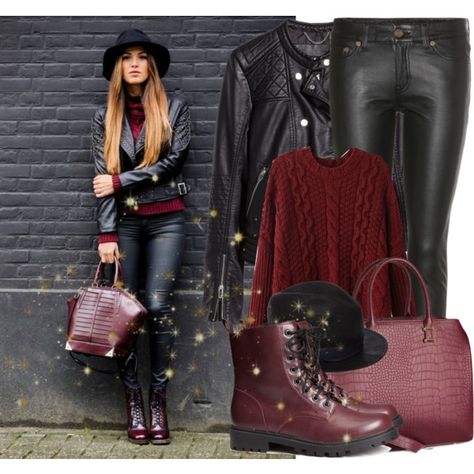 How to: Wear Burgundy Boots by vallle on Polyvore featuring H&M, Yves Saint Laurent and rag & bone Wine Shoes Outfit, Burgundy Combat Boots Outfit, Red Combat Boots Outfit, Burgundy Boots Outfit Winter, Combat Boots Outfit Winter, Boots Outfit Black Women, Burgundy Boots Outfit, Burgundy Shoes Outfit, Maroon Boots