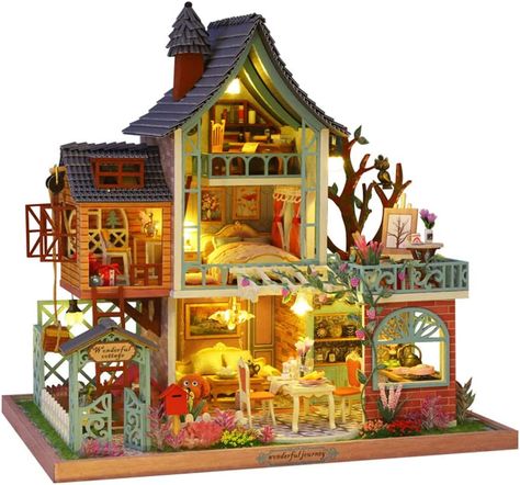 Flever Dollhouse Miniature DIY House Kit Creative Room with Furniture for Romantic Artwork Gift (Secret Jungle), Dollhouses - Amazon Canada Wooden Dollhouse Kits, Jungle Resort, Construction Lego, Mini Doll House, Dollhouse Miniatures Diy, Artwork Gifts, Dollhouse Kits, Wooden Dollhouse, Miniature Diy