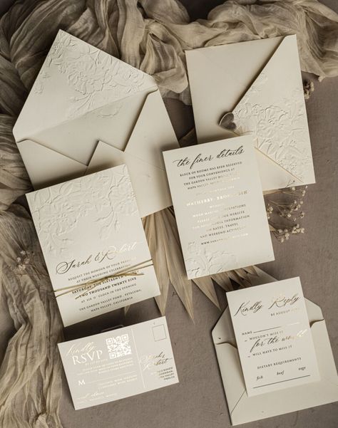 Step into a realm of refined sophistication with our exquisite Ivory & Gold wedding invitations. Each detail is a testament to timeless beauty, where simplicity meets opulence, creating an invitation suite that transcends trends. Unveil the allure of timelessness with our Ivory & Gold Wedding Invitations. From the first touch to the last impression, let your wedding stationery be a symphony of elegance and refined simplicity. Fine Art Embossed Ivory Gold Wedding Invitation The journey b Cream Wedding Invitations Elegant, White Embossed Wedding Invitations, Modern Wedding Invitations Luxury, Debossed Invitation, White And Gold Wedding Invitations, Unique Wedding Invitations Elegant, Ivory Gold Wedding, Antique Wedding Invitations, Wedding Invitations Champagne