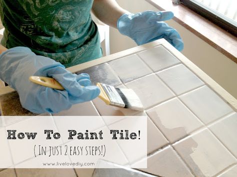 How to paint tile countertops! This is SO great for outdated kitchens and bathrooms. So glad I found this! Paint Tile, Tile Countertops, Painting Tile, Cool House Designs, Diy Home Improvement, Counter Top, Painting Tips, Home Improvements, Ceramic Painting