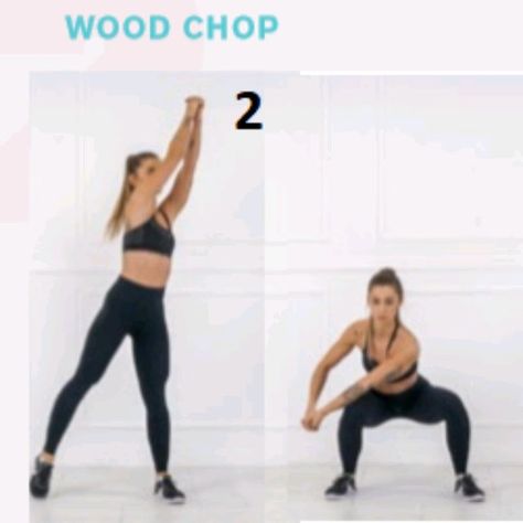 Wood Chop - Exercise How-to - Workout Trainer by Skimble Wood Chopper Exercise, Wood Chop Exercise, Wood Chopper, Gym Dumbbells, Wood Chop, Crunches Workout, Bicycle Crunches, Free Workout, Popular Workouts