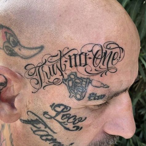 Trust no one tattoo. - MELTBLOGS Trust No One Tattoo Design Fonts, Tattoo Trust No One, Trust Noone Tattoos, Tatoo Lettering, Chicano Font, Trust No One Tattoo, Chicano Tattoos Lettering, Dark Lettering, Tattoo Dark