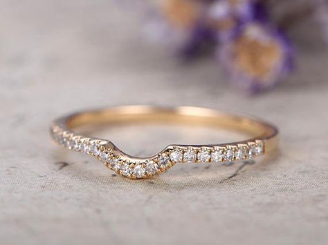 Diamond wedding bandanniversary ringhalf eternity Curved U Design, Gold Promise Rings, Rose Gold Wedding Bands, Diamond Anniversary Rings, Matching Band, Gold Wedding Band, Anniversary Ring, Moissanite Diamonds, Unique Engagement Rings