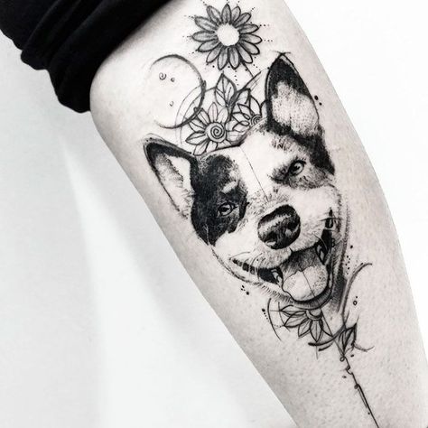 10 Of The Best Dog Tattoo Ideas Ever - Tap the pin for the most adorable pawtastic fur baby apparel! You'll love the dog clothes and cat clothes! <3 Tatoo Dog, Pitbull Tattoo, Petit Tattoo, Handpoke Tattoo, Omerta Tattoo, Disney Tattoo, Memorial Tattoos, Home Tattoo, Dog Tattoo