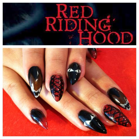 Red Riding Hood Theme Nails! Red Riding Hood Nails Halloween, Little Red Riding Hood Nails, Red Riding Hood Nails, Red Riding Hood Makeup, Chunky Glitter Nails, Fun Manicure, Festive Nail Art, Fall Nail Art Designs, Nail Blog