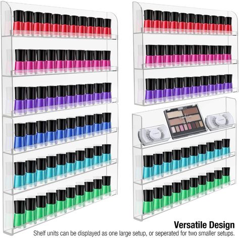 AmazonSmile: Sorbus Nail Polish Wall Rack Display Holder - Stylish Organizer for Home, Salon, Spa, Tattoo Shop, 6-Tiers, Holds Up to 90 Bottles, Acrylic 2-Piece Display: Home Improvement Spa Tattoo, Nail Polish Wall, Nail Polish Wall Rack, Merchandise Display, Stackable Wine Racks, Nail Polish Holder, Nail Polish Rack, Acrylic Nail Polish, Polish Display