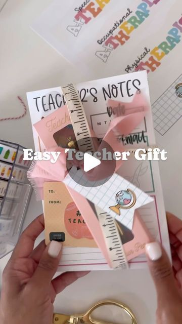 Addie Taylor ✨ DIY + Motherhood on Instagram: "Got another easy teacher gift for you!! This pad is perfect and adding a fun pen and gift card completes it for me. I tried so hard to find a pen to link for yall but this thing was impossible to find online. If you run into Staples look for it there!!   For everything else comment “teacher” and I’ll send you the links!! As always, happy gifting!!   Tags are from @gracecollectiveshop new Teacher Appreciation set!!! Links as well!" Pen Gift For Teacher, Teacher Day Pen Gift, Flair Pen Teacher Gift Free Printable, Teacher Stationary Gift, Teacher Appreciation Flair Pens, Teacher Flair Pen Gift Tag, Teacher Stationary, Happy Teachers Day Card, Gift Wrapping Tutorial