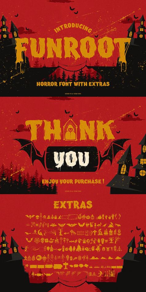 Funroot Halloween Typeface Halloween Typeface, Spooky Lettering Halloween Fonts, Happy Halloween Font, Halloween Fonts Alphabet, Typography Logo Fonts, Tales Of Halloween, Halloween Typography, Spooky Font, Spooky Halloween Designs