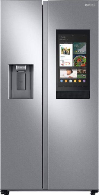 Samsung 21.5 Cu. Ft. Side-by-Side Counter-Depth Refrigerator with 21.5" Touchscreen Family Hub Stainless steel RS22T5561SR/AA - Best Buy Samsung Family Hub Fridge, Samsung Family Hub Refrigerator, Family Hub Refrigerator, Smart Refrigerator, Family Hub, Shelf Bins, Counter Depth Refrigerator, Stainless Steel Counters, Side By Side Refrigerator