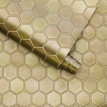 First House Kitchen, Tile Peel And Stick Wallpaper, Hexagon Tile Bathroom, Knife Magnet, She Cave, Hex Tiles, Tile Peel And Stick, Yellow Dishes, Semi Gloss Paint