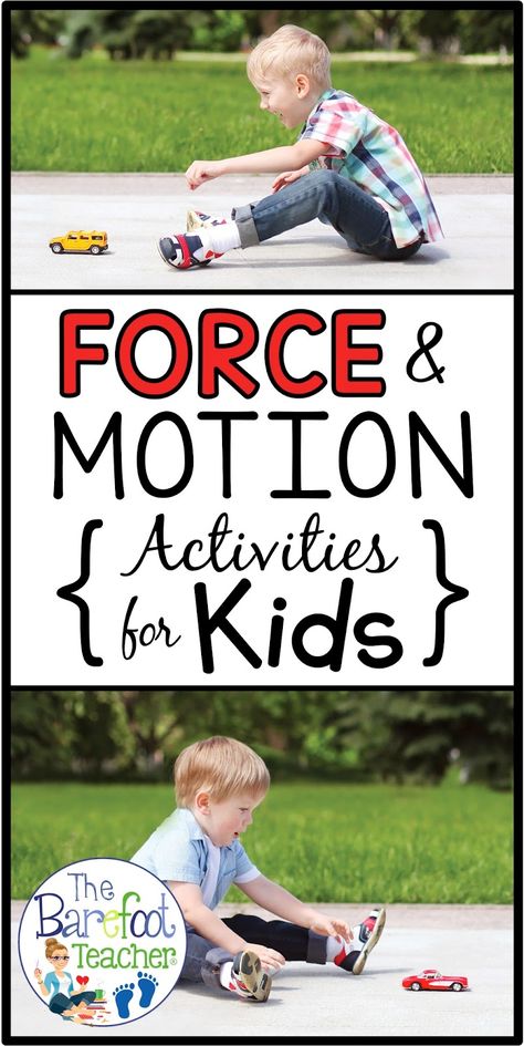 Force and Motion Engaging and Fun Activities for Kids | The Barefoot Teacher Force And Motion Activities, Force Activities, Motion Activities, Pre-k Science, Motion Ideas, First Grade Science, Kindergarten Readiness, Force And Motion, Science Activities For Kids