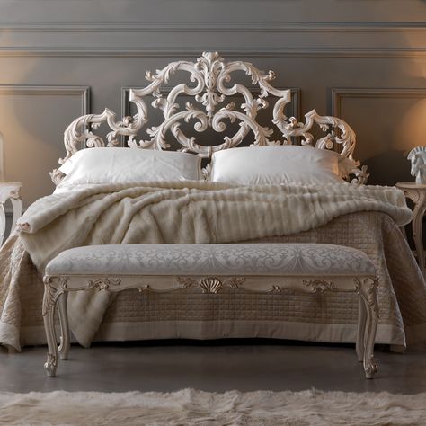 Ornate Bed, Beds Storage, French Style Bed, Antique Bed, Carved Headboard, Beautiful Headboards, Italian Bed, Gorgeous Bed, Classical Furniture