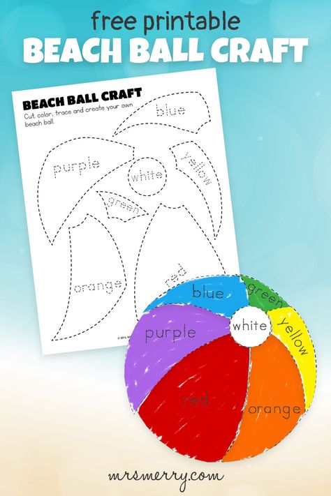 free beach ball craft Beach Ball Craft, Beach Ball Crafts, Printable For Preschool, Beach Crafts For Kids, Paper Plate Art, Letter D Crafts, Ball Craft, Holiday Art Projects, Activity For Preschoolers