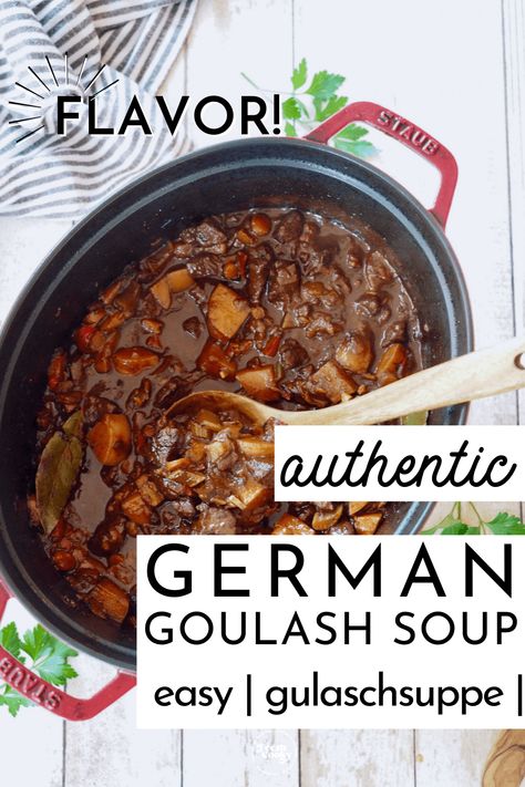 Bavarian Goulash Recipes, October Fest Stew, German Golashes Recipes, Authentic German Goulash Recipes, German Fall Recipes, German Goulash Soup, Amish Goulash Recipes, German Borscht Soup Recipe, German Dinners Traditional