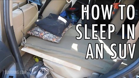 How to Sleep in an SUV (Sleeping or Car Camping in an SUV) - YouTube Suv Camping Ideas, Rav4 Camping, Sleep In Car, Sleeping In Your Car, Minivan Camping, Suv Camping, How To Sleep, Camping List, Camping Mattress