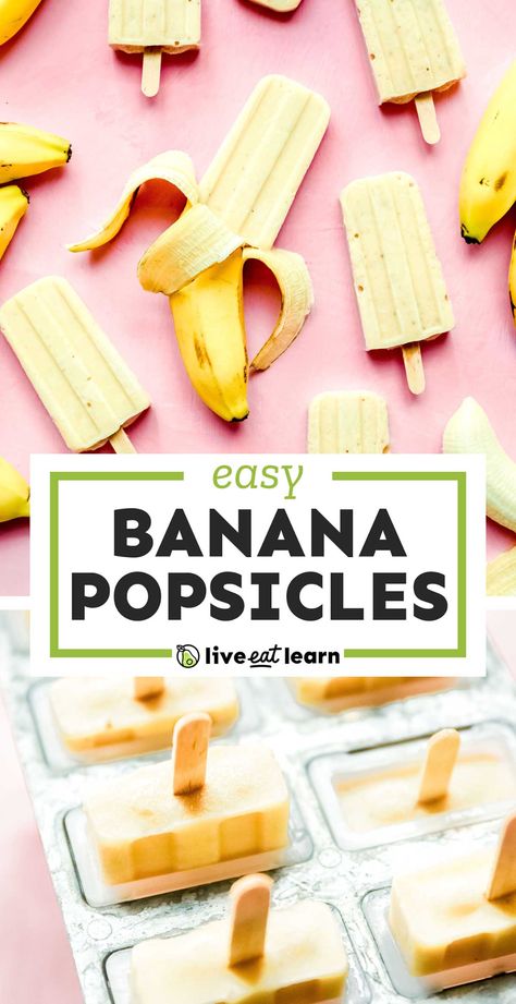 Banana Ice Lollies, Homemade Lollies, Bananas Dessert, Banana Popsicle Recipes, Popcicles Recipes, Summer Popsicle Recipes, Fudge Popsicles, Fruit Popsicle Recipes, Easy Popsicle Recipes