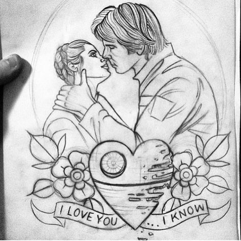 Amazing and beautiful Star Wars tattoo sketch! Han Solo Tattoo, Frankie Tattoo, Leia Tattoo, Tattoo Soul, Solo Tattoo, Leia And Han, Han And Leia, Star Wars Quotes, Star Wars Drawings