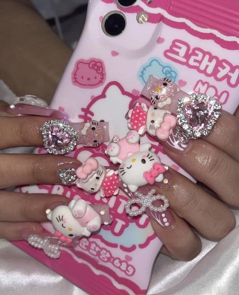 hello kitty #nails Ipad Widgets Aesthetic, Edgy Grunge Aesthetic, Aesthetic Hello Kitty, Ipad Widgets, Hello Kitty Nails Art, Widgets Aesthetic, Girl Essentials, Kitty Nails, Hippie Nails