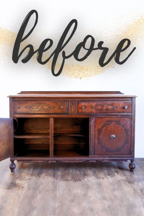 Antique Blue Sideboard Buffet Antique Buffet Makeover, Antique Buffet Table, Vintage Buffet Makeover, Dining Room Buffet Cabinet, Sideboard Makeover, Sanding Furniture, Sideboard With Mirror, Antique Sideboard Buffet, Buffet Makeover