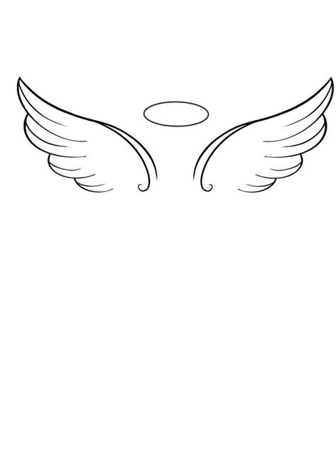 Angel Wings Tattoo Outline, Small Wings Tattoo Design, Wings Halo Tattoo, Wings Small Tattoo, Angel Wings Tattoo Placement, Tattoo Wings Angel, Angel Tattoo Wings, Simple Angel Wings Tattoo, Small Angel Wings Tattoo