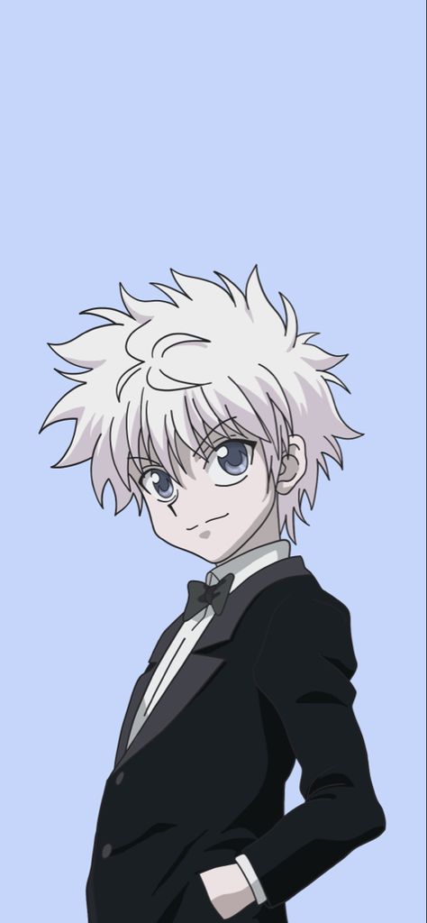 Hunter X Hunter Killua Outfits, Killua In A Suit, Killua Outfits, Suit Fanart, Killua Hunter X Hunter, Anime References, Pet Logo, Outfit Suit, Hunter Outfit