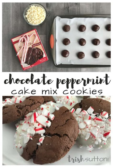 Peppermint Cake Mix Cookies, Peppermint Creamer, Chocolate Peppermint Cake, Peppermint Cake, Chewy Chocolate Cookies, Cookies Holiday, Cake Mix Cookie Recipes, Peppermint Cookies, Cooling Rack