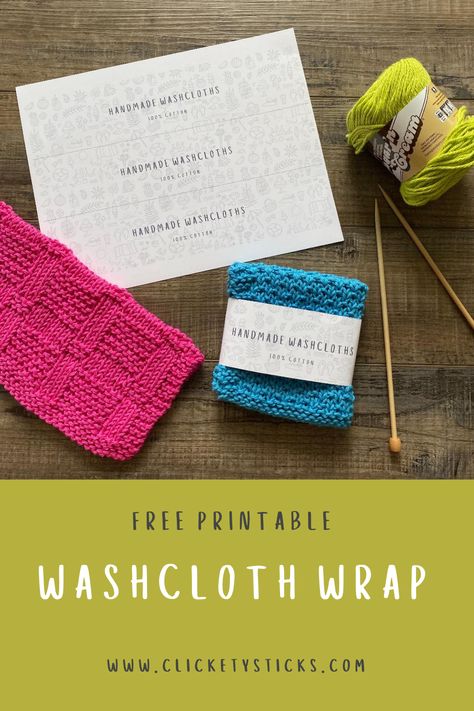 Fun free printable washcloth wrap adds the perfect finishing touches to your handmade item. Clickety Sticks, Crochet For Halloween, Crochet Dish Cloth Free Pattern, Crochet Craft Fair, Bright Summer Colors, Labels Printables, Beginner Friendly Crochet, Free Printable Tags, Knitting Group