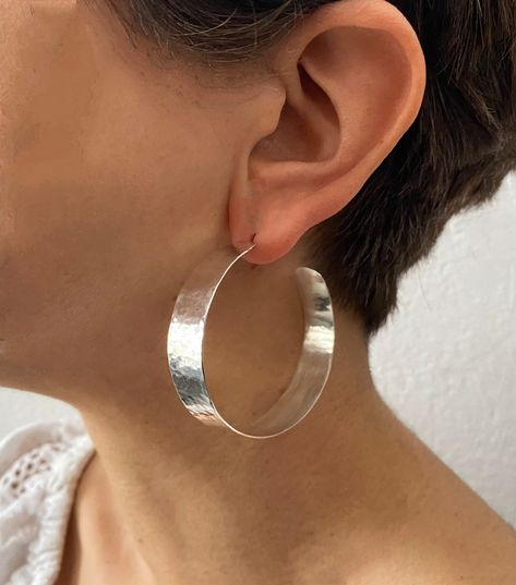 Excited to share the latest addition to my #etsy shop: Silver bold creole hoop earrings, large flat fat hoops, 2 inches wide chunky hoops https://etsy.me/3G6Qsy3 Earrings Chunky Silver, Hamered Earrings, Chunky Silver Hoop Earrings Aesthetic, Thick Silver Hoop Earrings, Chunky Silver Jewelry, Chunky Silver Hoop Earrings, Chunky Silver Earrings, Flat Hoop Earrings, Unique Hoop Earrings