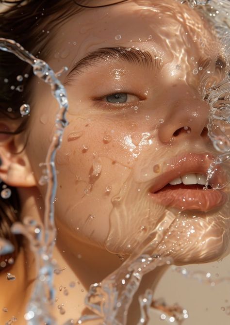 Clear liquid splashing portrait washing. | premium image by rawpixel.com / Pinn Beauty Background Skincare, Cleanser Photography, Beauty Injections, Skincare Background, Background Skincare, Skincare Images, Skin Photography, Face Washing Routine, Girl Skincare