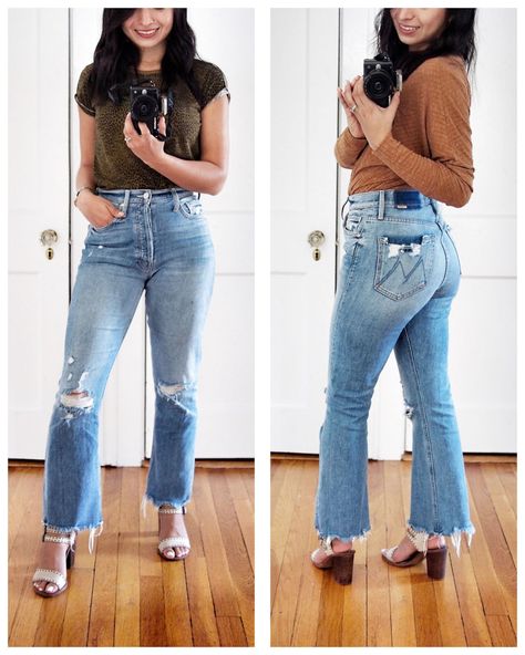 Want to hack your jeans & get that distressed hem look? Julieta uses the same method Shana does & shows us how. #CroppedJeansOutfit #CroppedJeans #jeans #denim #RawHemJeans #RawHemJeansDIY #RawHemJeansOutfitFall Diy Cropped Flare Jeans, Cropping Jeans Diy, Hem Flared Jeans Diy, How To Hem Flared Jeans, Diy Cropped Jeans, How To Hem Jeans, Frayed Hem Jeans Outfits, Raw Hem Jeans Diy, Raw Hem Jeans Outfit