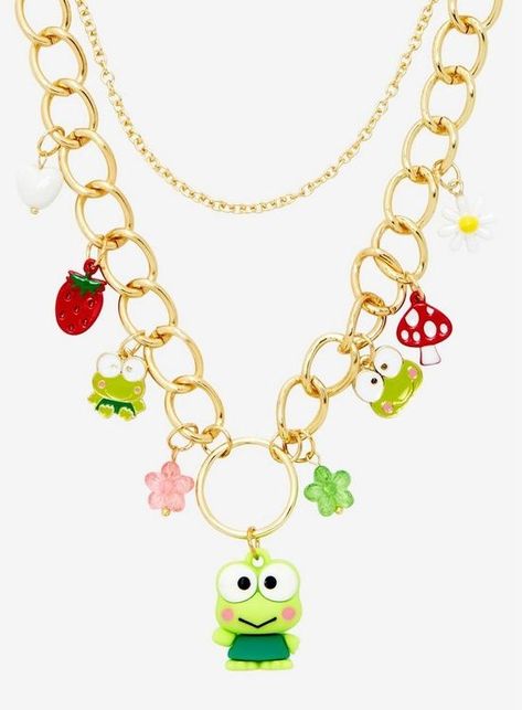 Keroppi Clothes, Hot Topic Sanrio, Hello Kitty Keroppi, Sanrio Jewelry, Sanrio Backpack, Ring Charm Necklace, Hello Kitty Jewelry, Accessory Inspo, Magical Jewelry