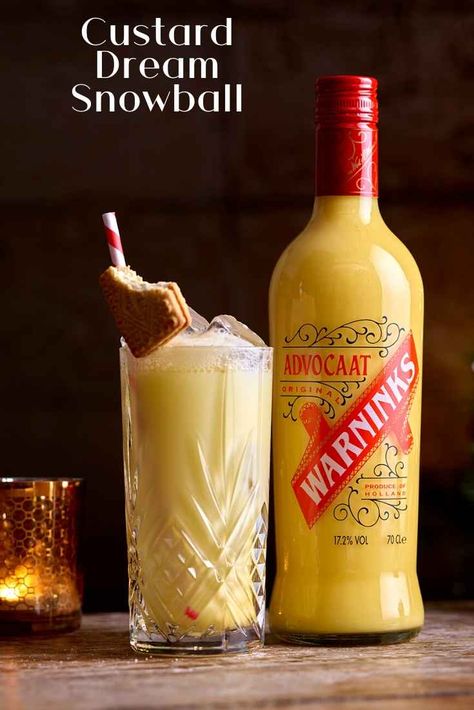 An easy Snowball cocktail recipe using Warnicks Advocaat to rock the Christmas season. #Cocktail #Recipe #Advocaat #Snowball Cabin Drinks, Snowball Cocktail, Snowball Cocktail Recipe, Xmas Cocktails, Healthy Cocktail Recipes, Bourbon Cocktail Recipe, Rum Cocktail Recipes, Dutch Food, Coctails Recipes