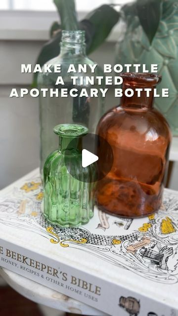 HGTV Home on Instagram: "Turn any plain bottle into an apothecary bottle with this simple DIY hack! ✨ How would you use these in your decor? 😍" Coloured Glass Bottles, Demijohn Bottles Decor Ideas, Coloring Glass Bottles Diy, Diy Mini Jar Crafts, Apothecary Bottles Diy, Repurpose Bottles, Diy Glass Bottle Crafts Ideas Home Decor, Starbucks Bottles Repurposed, Christmas Liquor Bottle Crafts