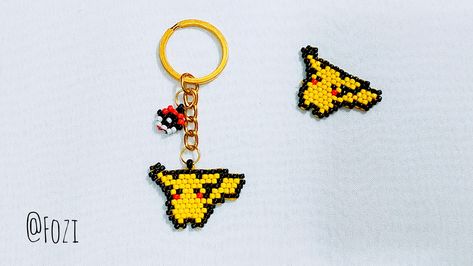 Miyuki Keychain, Pokemon Bead, Beautiful Beaded Earring, Diy Seed Bead Earrings, Diy Beaded Rings, Bracelets Handmade Diy, Brick Stitch Pattern, Beaded Jewlery, Seed Bead Patterns