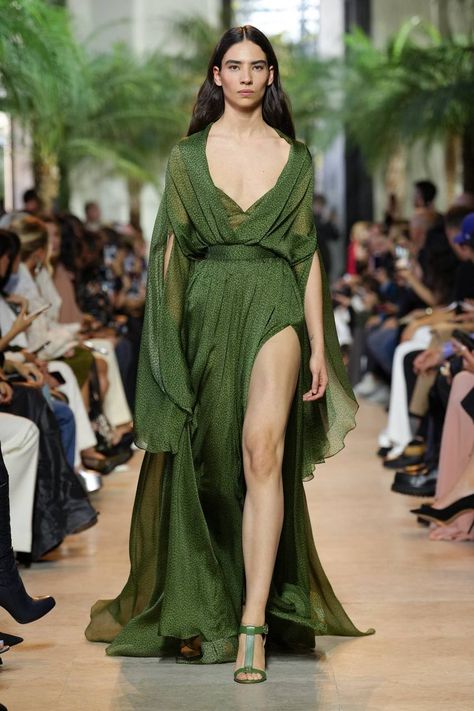 Elie Saab Spring, Collection Couture, Spring 2025, Festival Dress, Printed Silk, Fashion Show Collection, Elie Saab, Couture Collection, Silk Top