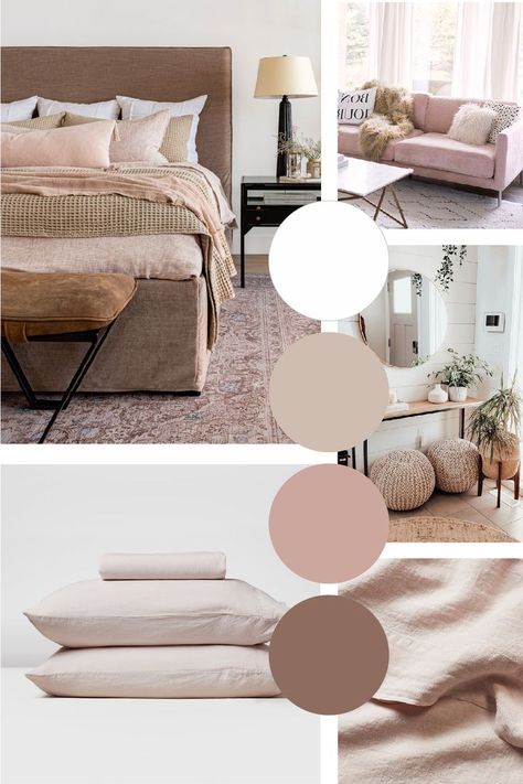 Pink And Beige Bedroom, White And Beige Bedroom, Taupe Bedroom, Beige Bedroom Decor, Beige Room, Pink Bedroom Ideas, Storage Hallway, Interior Design Minimalist, Brown Rooms