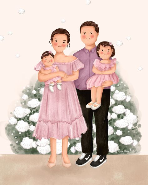 a sweet family illustration 🥰🌸🪽 thank you so much kak @novi.tanoni24 for always trusting me 🫶🏻💕 •• don't use without any permission •• Cute Family Illustration, Family Love Illustration, My Family Illustration, Happy Family Drawing Sketch, Family Photo Cartoon Drawing, Family Drawing Illustration, Family Drawing, Cute Cartoon Characters, Family Illustration