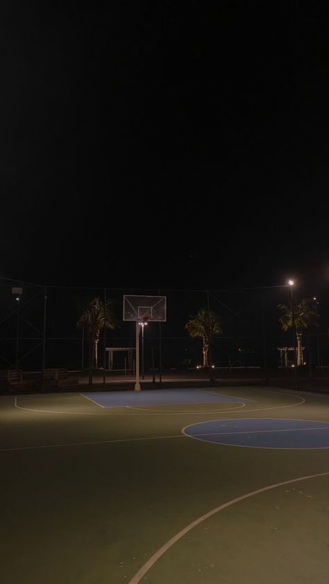 Basketball At Night Aesthetic, Basketball Night Aesthetic, Basketball Aesthetic Dark, Basketball Wallpaper Aesthetic, Basketball Court Aesthetic, Basketball At Night, Basketball Court Pictures, Basketball Playground, Hoops Aesthetic